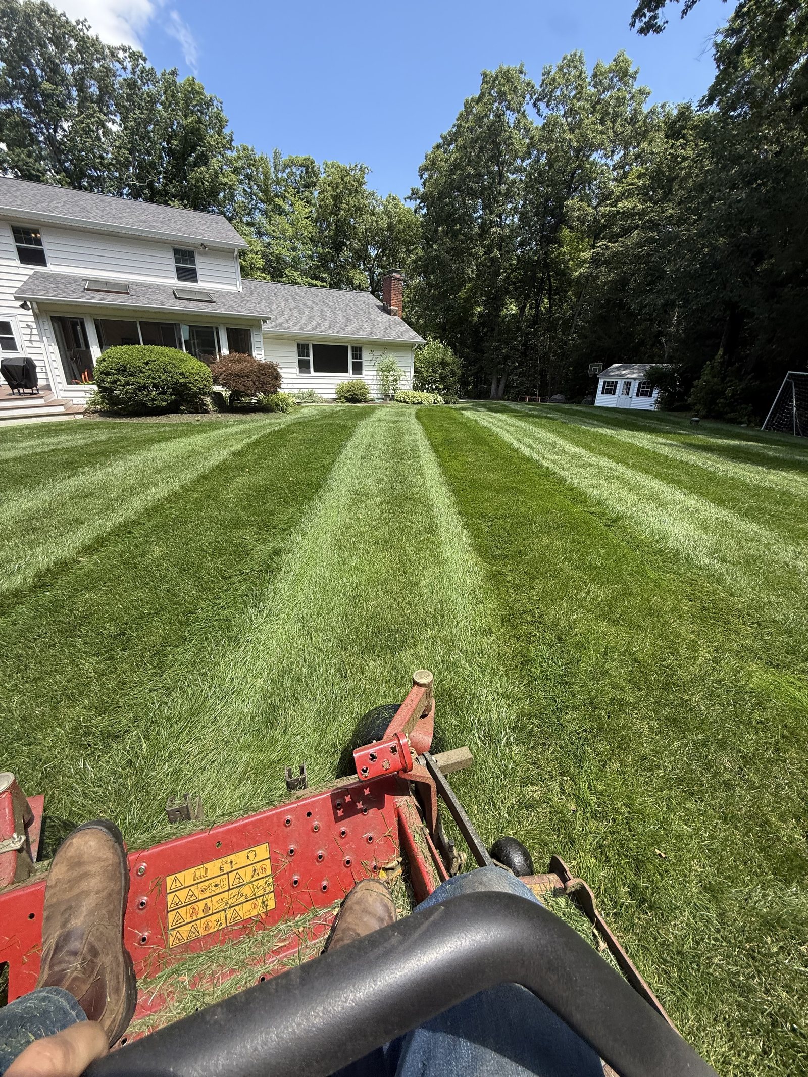 Fresh-cut stripes, zero-turn mower